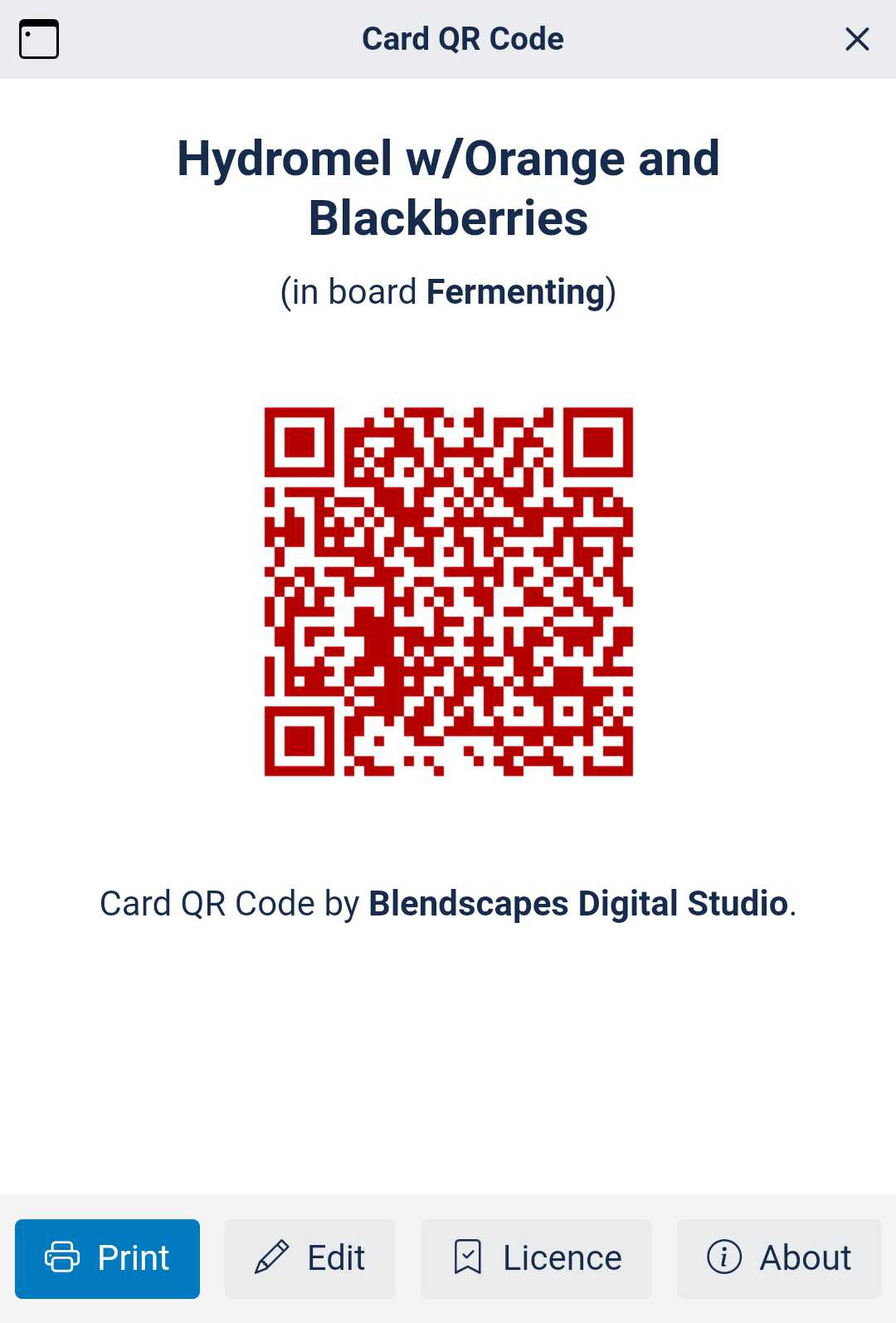 QR code display - Card QR Code